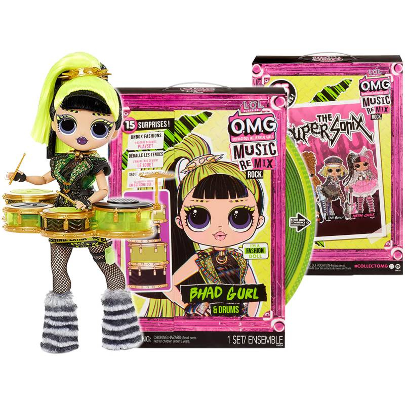 Кукла LOL Surprise OMG Music Remix Rock Frame Queen и ударные - фото