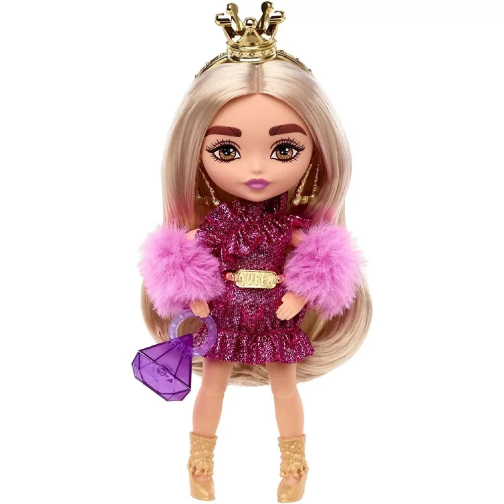 Кукла Барби Экстра Минис Модница в блестящем платье Barbie Extra Minis #8 Shimmery Dress & Furry Shrug - фото